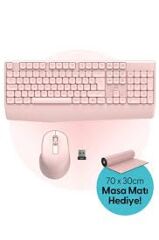 DAXİ MK-260 Klavye Kablosuz Set 2.4GHz Pembe Q TR Comfort Touch Combo Pad Hediyeli
