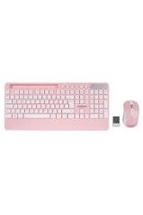 DAXİ MK-260 Klavye Kablosuz Set 2.4GHz Pembe Q TR Comfort Touch Combo Pad Hediyeli