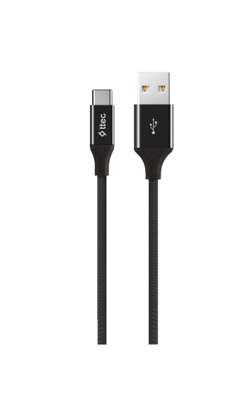 TTEC TYPE-C TO USB-A ALUMİCABLE HIZLI ŞARJ KABLOSU SİYAH 1,2M