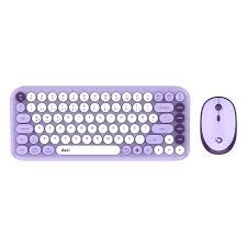 DAXİ MK-340 Klavye Kablosuz Set Bluetooth/ WiFi Lilac Q TR Retro Tuş 3 Cihaza Bağlantı Mini