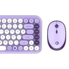 DAXİ MK-340 Klavye Kablosuz Set Bluetooth/ WiFi Lilac Q TR Retro Tuş 3 Cihaza Bağlantı Mini
