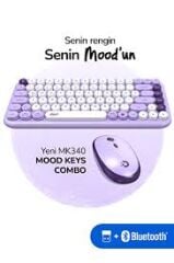 DAXİ MK-340 Klavye Kablosuz Set Bluetooth/ WiFi Lilac Q TR Retro Tuş 3 Cihaza Bağlantı Mini