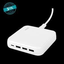 TTEC SMARTCHARGER QUATTRO GAN 65W PD SEYAHAT HIZLI ŞARJ ALETİ USB-C + 3 USB-A