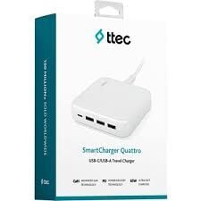 TTEC SMARTCHARGER QUATTRO GAN 65W PD SEYAHAT HIZLI ŞARJ ALETİ USB-C + 3 USB-A