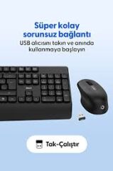 DAXİ MK-260 Klavye Kablosuz Set 2.4GHz Siyah Q TR Comfort Touch Combo Pad Hediyeli