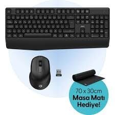 DAXİ MK-260 Klavye Kablosuz Set 2.4GHz Siyah Q TR Comfort Touch Combo Pad Hediyeli