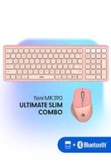 DAXİ MK-390 Klavye Kablosuz Set Bluetooth/ WiFi Pembe Q TR Retro Tuş 3 Cihaza Bağlantı