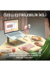 Logitech Pebble 2 Combo Çoklu Sessiz Kablosuz Klavye ve Mouse Seti, Pembe