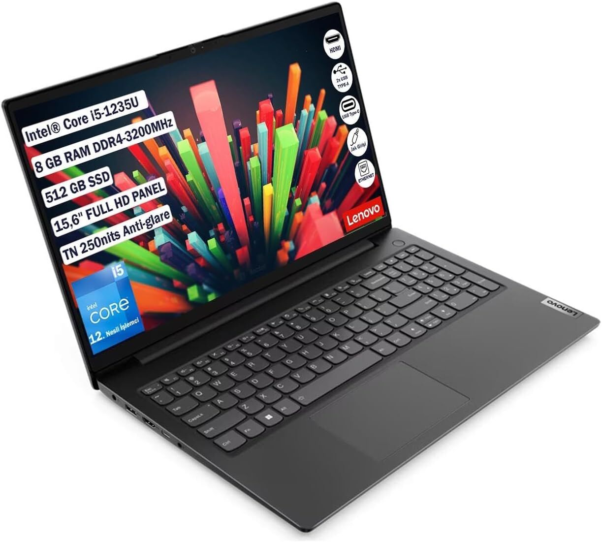 Lenovo V15 G3 IAP i5-1235U 8GB 512GB SSD Iris Xe Grafik 15.6'' Full HD Notebook