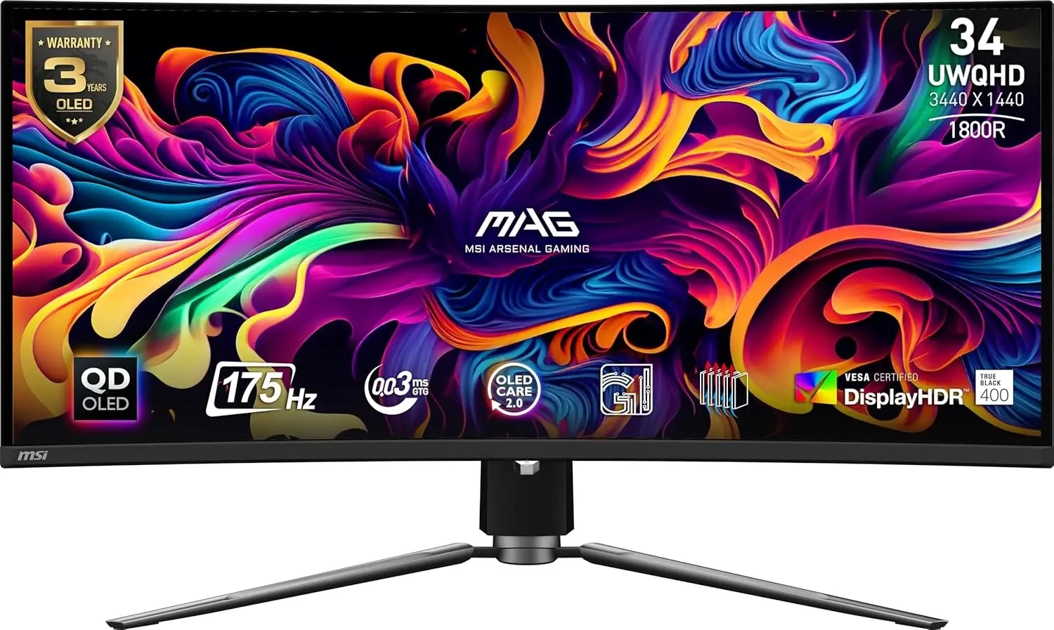 Monitör Msi 34'' Mag 341CQP Curved QD-OLED 0.03ms 175Hz UWQHD
