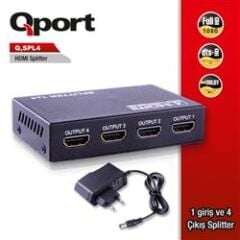 Qport Q-SPL4 Full HD 1 Giriş 4 Çıkış HDMI Splitter