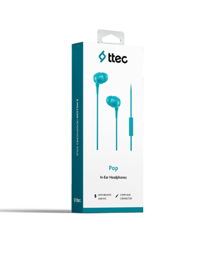 TTEC POP IN EAR HEADPHONE MİKROFONLU KABLOLU TURKUAZ KULAKLIK