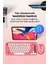 DAXİ MK-340 Klavye Kablosuz Set Bluetooth/ WiFi Coral Pink Q TR Retro Tuş 3 Cihaza Bağlantı Min