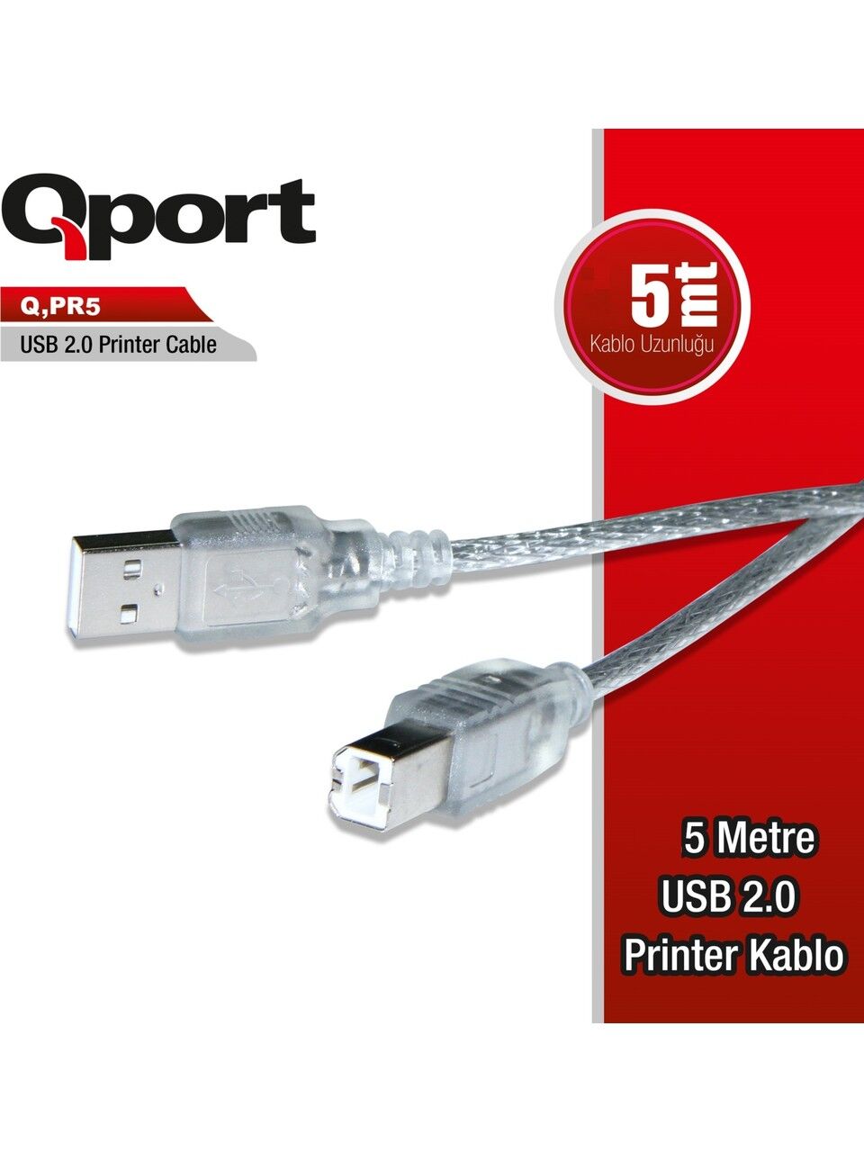 QPORT Q-PR5 USB 2.0 5M YAZICI KABLOSU