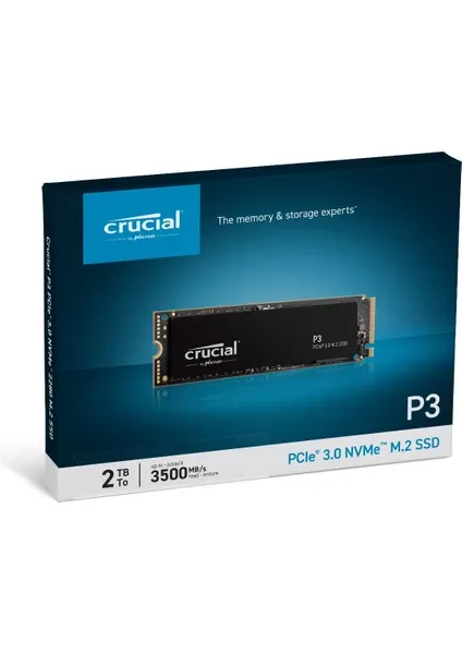 Crucial P3 2TB SSD m.2 NVMe PCIe CT2000P3SSD8 3500 - 3000MB/s , 2280 ,Gen 3 x4
