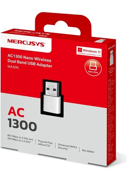 TP-Link Mercusys MA30N AC1300 Nano Wireless Dual Band USB Adapter
