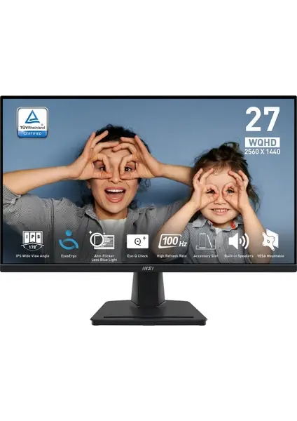 MSI Pro MP275Q 27'' IPS 1ms 100HZ 2560*1440 Adaptive-Sync Flat Siyah WQHD Monitör