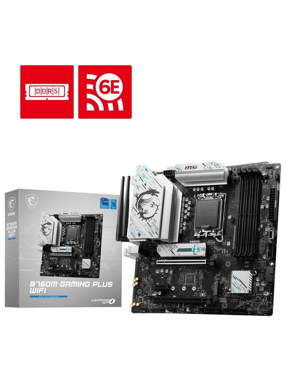 MSI MB B760M GAMING PLUS WIFI SOKET 1700 DDR5 6800(OC) PCI-E M.2 USB3.2 HDMI DP 1x 2.5G LAN WI-FI 6E ATX