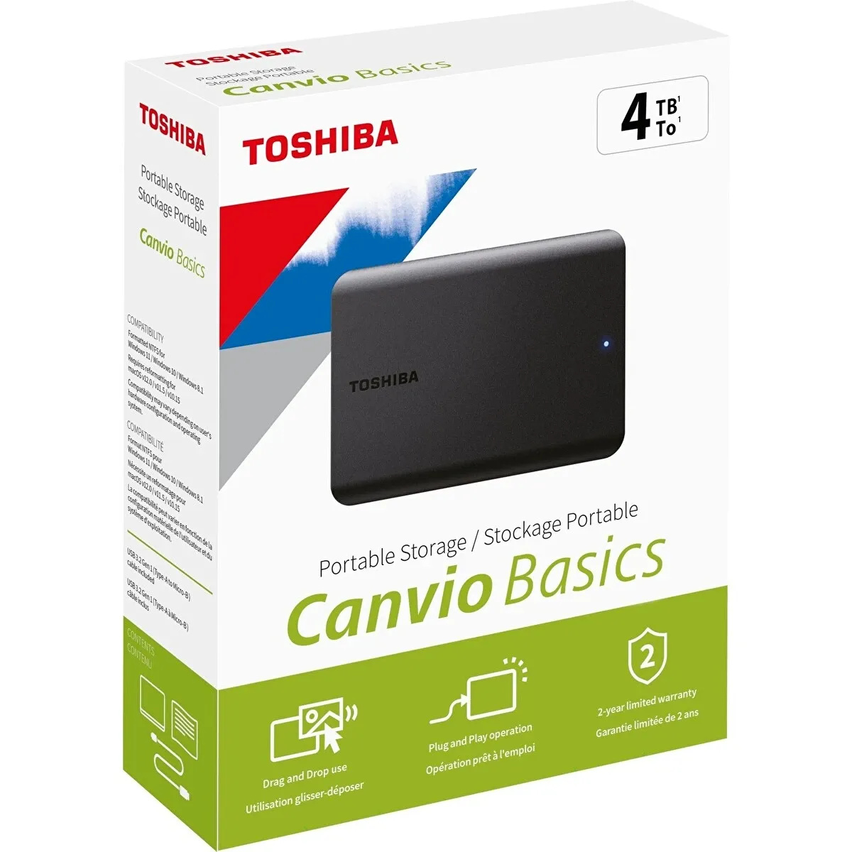 Toshiba Canvio Basic HDTB540EK3CA 4 TB USB 3.2 Gen1 2.5'' Siyah Taşınabilir Hard Disk