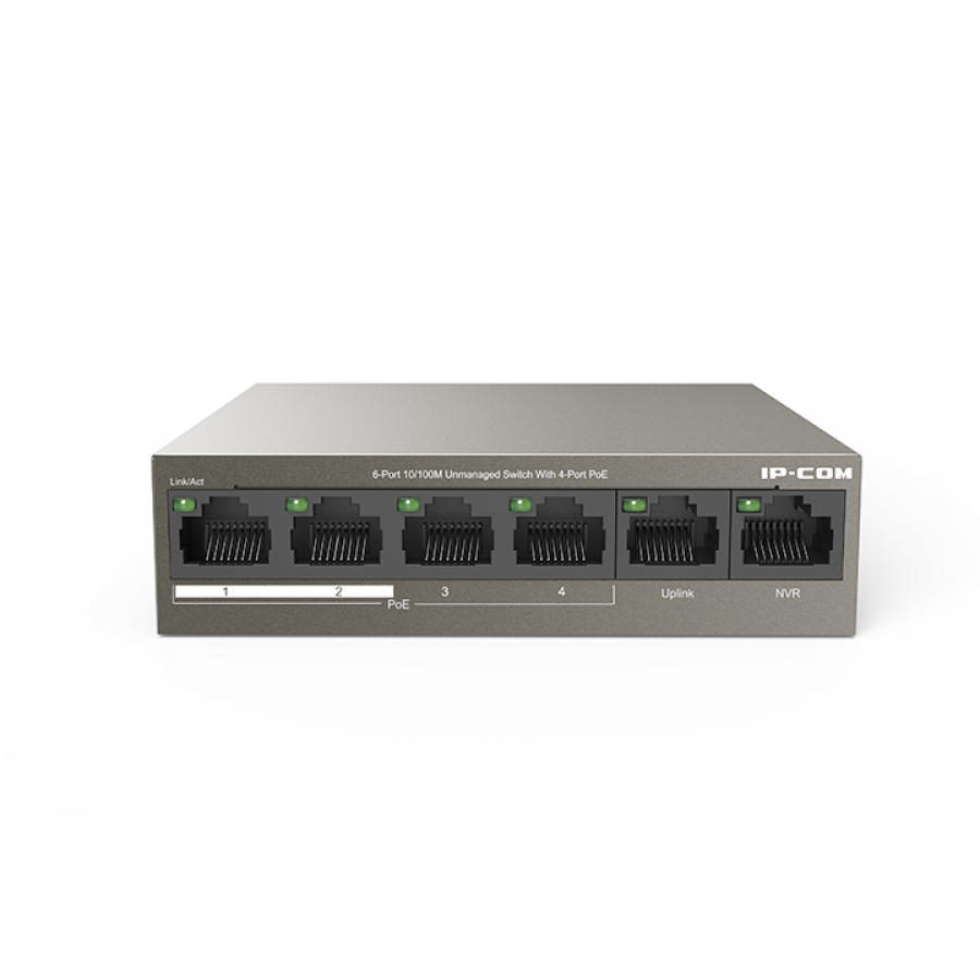 IP-Com F1106P-4-63W 5 Port 10/100MBPS Yönetilmeyen POE Masaüstü Switch