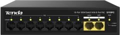 Tenda 10 Port 8 Port PoE+ 10-100 Mbps 2 Port Uplink Çelik Kasa Switch