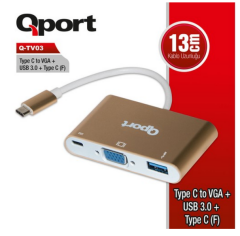 QPORT Q-TV03 TYPE-C TO VGA+USB 3.0+TYPE-C ÇEVIRICI