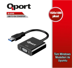 QPORTQ-UVG USB 3.0 TO VGA CEVIRICI