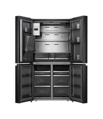 HISENSE RQ760N4IFE 577 LT. 4 KAPILI GARDIROP TİPİ NO FROST SU ve BUZ HAZNELİ EKRANLI BUZDOLABI SİYAH