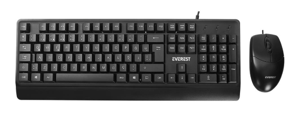 EVEREST KM-619 SIYAH USB Q KABLOLU KLAVYE + MOUSE