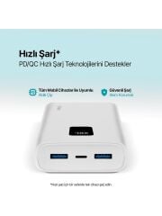 Ttec PowerSlim Trio LCD 20.000mAh PD 22,5W Dahili Kablolu Taşınabilir Şarj Aleti / Powerbank