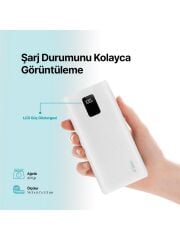 Ttec PowerSlim Trio LCD 20.000mAh PD 22,5W Dahili Kablolu Taşınabilir Şarj Aleti / Powerbank