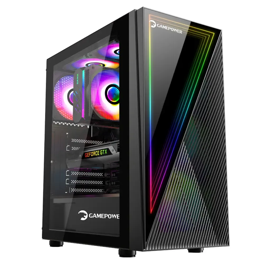 GamePower Ravadin ATX 3* ARGB Infinity Fan Temper Cam Gaming RGB Kontrolcüsü Siyah Kasa