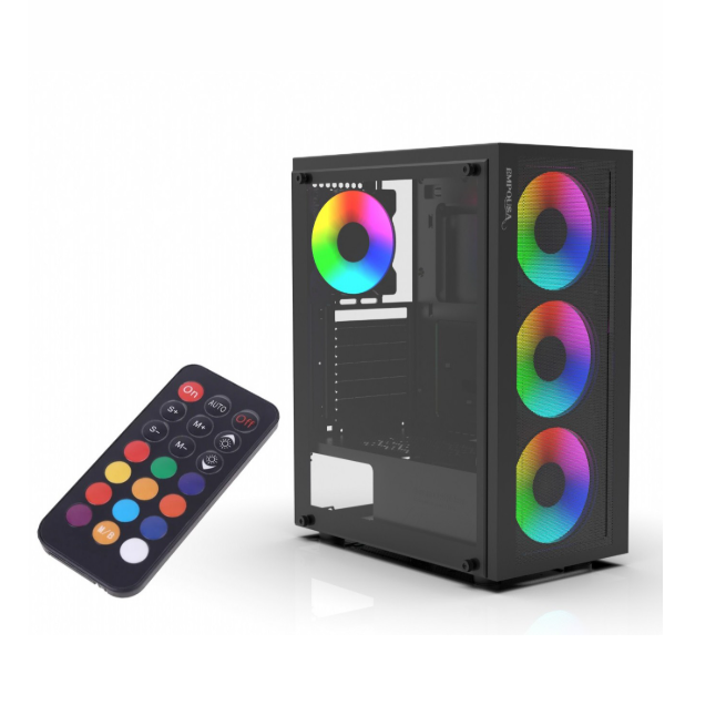 INCA EGM-15XN 4X120mm ARGB Fan Control Remote USB 3.0 Mid-Tower ATX Tempered Glass Gaming KASA (PSU YOK)