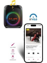 Powerway MIO Taşınabilir Mikrofonlu 40 W Parti Karaoke Kumandalı Bluetooth Hoparlör Led Işıklı