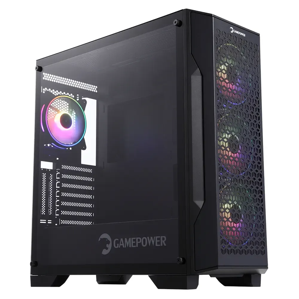 GamePower Savagis 750W 80+ Bronze ATX 4*ARGB Fan Temperli Cam Hub Siyah Gaming Kasa