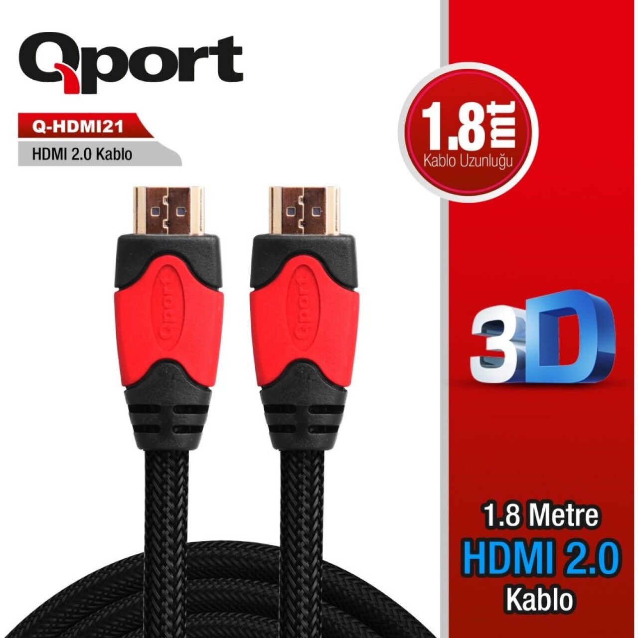 Qport Q-HDMI21 1.8 m 4K Hdmi Kablo
