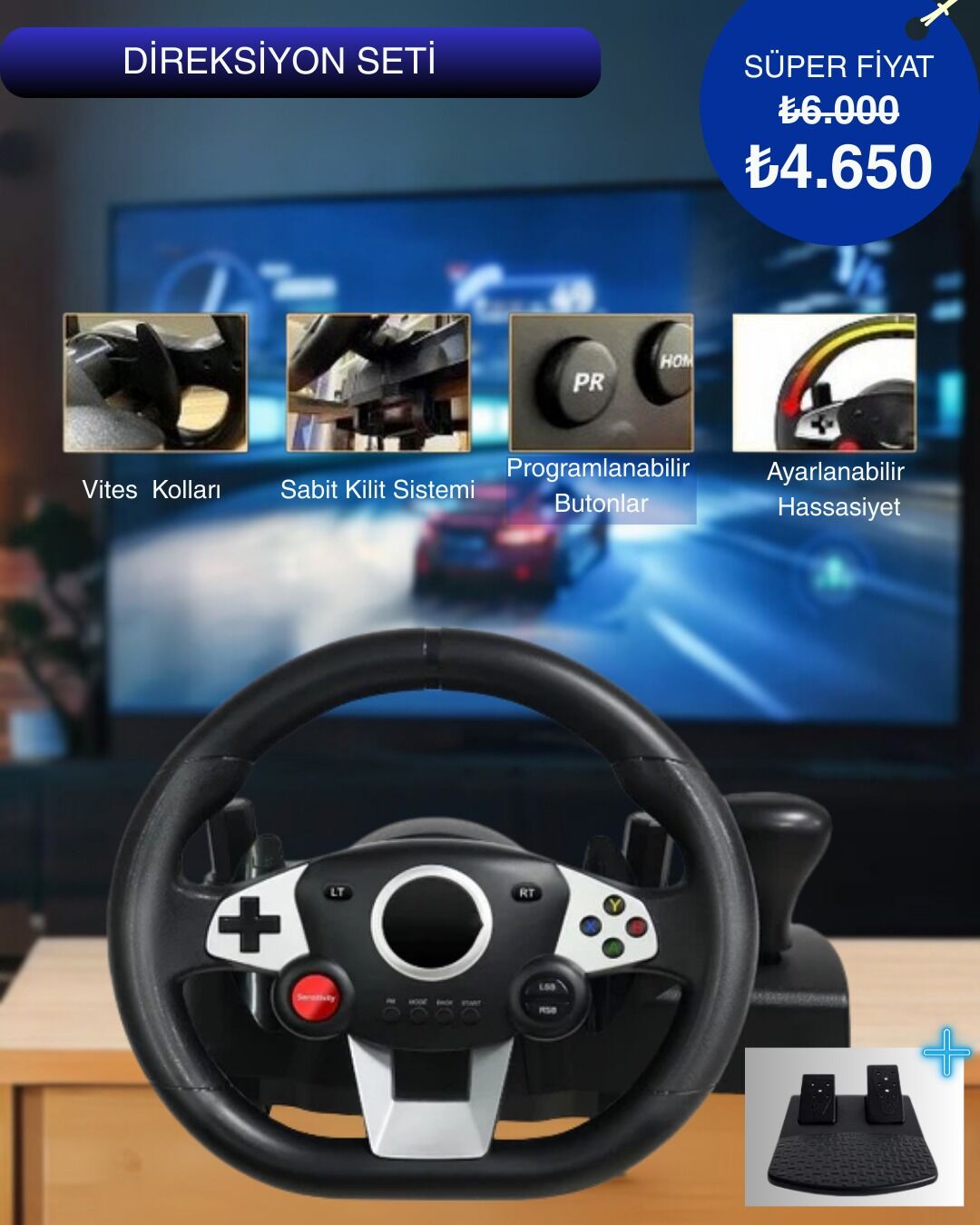 Andowl G8 Vites,Kolu ve Pedalli,Direksiyon Seti