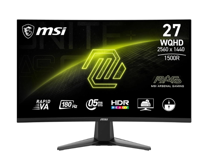 MSI 27'' MAG 27CQ6F Curved 2560X1440 1500R VA RAPID 0.5ms180HZ FreeSync Siyah QHD Monitör