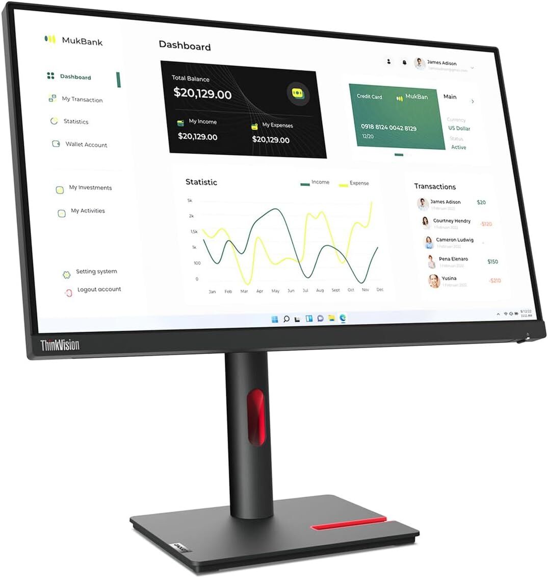 Lenovo ThinkVision P24h-30 23.8'' Ekran 60Hz 4ms HDMI VGA DP Type-C RJ45 IPS Monitör