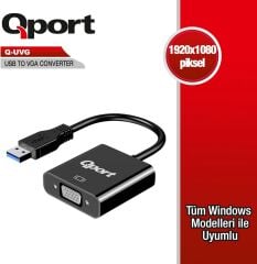 Qport Q-UVG USB 3.0 dan VGA Dönüştürücü Adaptör