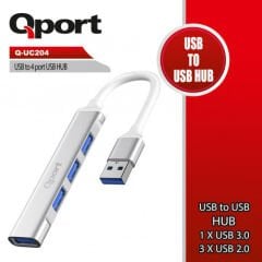 Qport Q-UC204 USB To 4 Port Metal USB Çoklayıcı