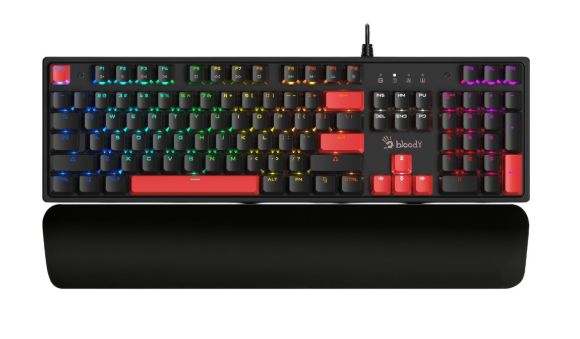 BLOODY S515R F.BLACK Q TR USB-BMLS RED SWITCH+Bilek Desteği RGB MEKANİK GAMING KLAVYE