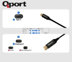 Qport Q-THD Type-C dan Display Port 2MT 4K 60Hz Kablo