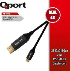 Qport Q-THD Type-C dan Display Port 2MT 4K 60Hz Kablo
