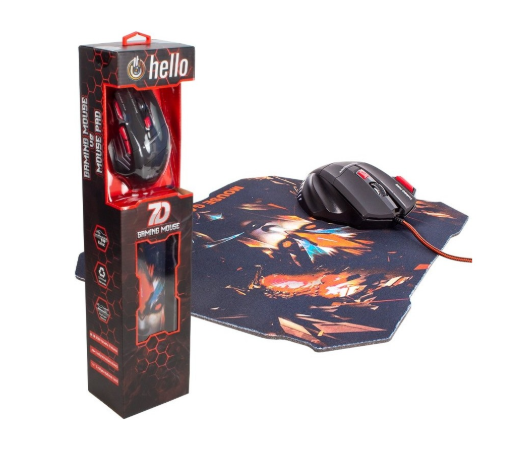 HELLO 18739 DPI: 800/1600/2400/3200 KABLOLU GAMING MOUSE + MOUSE PAD