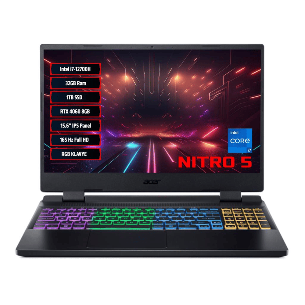 Acer Nitro 5 AN515-58-75K0 i7-12700H 32 GB 1 TB SSD RTX4060 15.6'' Full HD Oyuncu Notebook