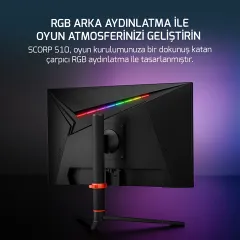 GamePower 24.5'' Scorp S10 RGB 500HZ 0.2MS FHD Flat PS Pivot HDR400 Speaker Oyuncu Monitör