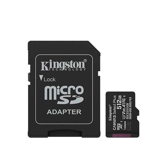 KINGSTON 512GB CANVAS SELECT PLUS MICRO GEN3 UHS-I SDXC