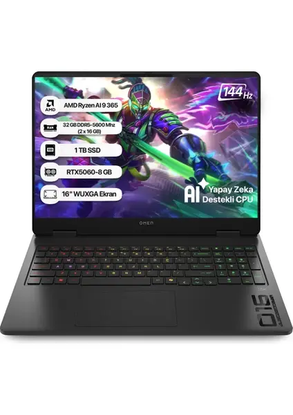 HP OMEN C12CPEA AI 16'' R9-365 32GB 1TBSSD RTX5060-8GB 144Hz WUXGA DOS