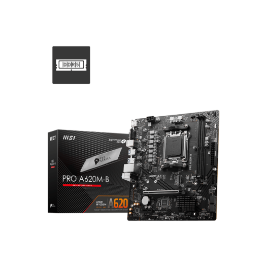 MSI PRO A620M-B AM5 DDR5 6800(OC) HDMI VGA M.2 USB3.2 JARGB V2 mATX